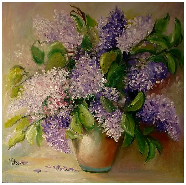 Grażyna Potocka - Lilacs oil painting 50cm-50cm