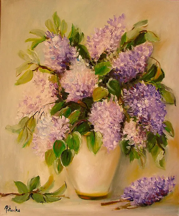 Grażyna Potocka - Lilacs oil painting 50cm-60cm