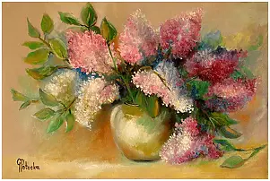 Grażyna Potocka - Lilacs in a bouquet oil painting 40-60cm
