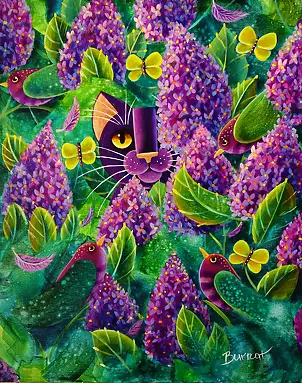Wiesława Burnat, Bzy, Obraz akrylowy - płótno, 40 x 50