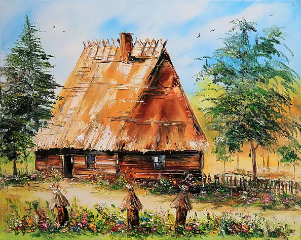 Radosław Popek - CHATA AND ULE oil painting 50x40 cm