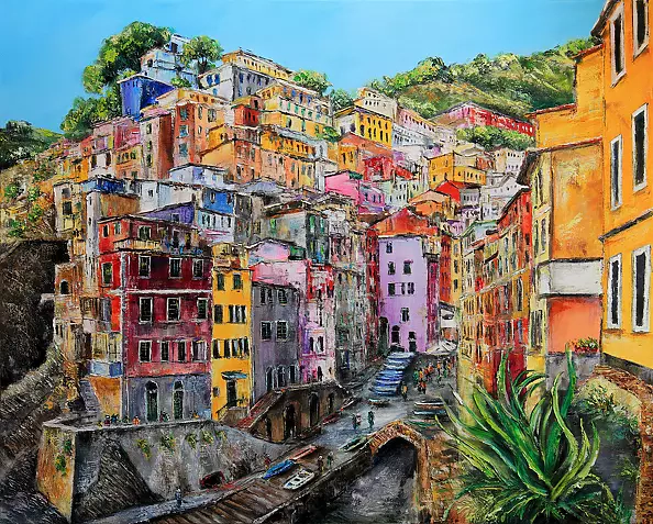 Radosław Popek - CINQUE TERRE - LIGURIA oil painting 100X80cm