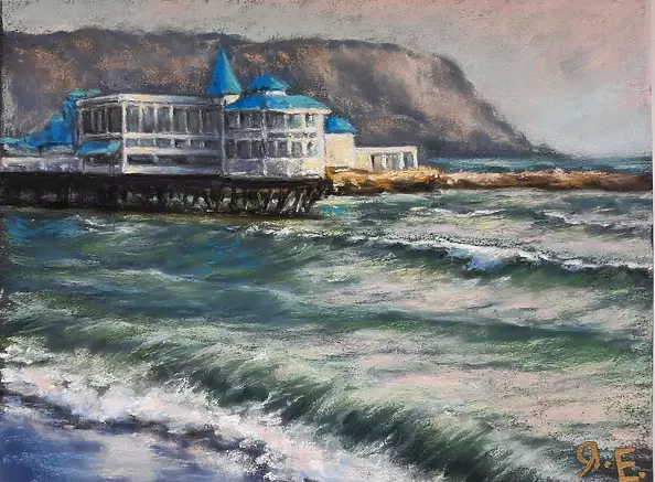 Yana Yeremenko - "COAST", seascape, pastel drawing