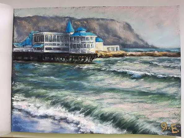 Yana Yeremenko - "COAST", seascape, pastel drawing