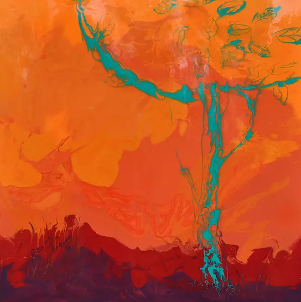 Beata Van Wijngaarden - COOL TREE HOT SUMMER resin 100x100