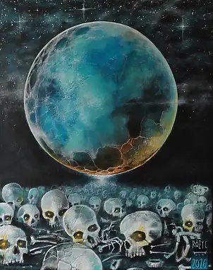 Dariusz Franciszek Różyc, ''CZACHOWISKO'' cykl ''Nie tak odległe..'', Obraz akrylowy - płótno, 24 x 30