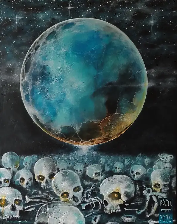 Dariusz Franciszek Różyc, ''CZACHOWISKO'' cykl ''Nie tak odległe..'', Obraz akrylowy - płótno, 24 x 30