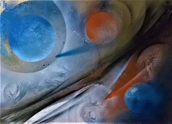 Janusz Wosiek - CZARNA SZCZELINA W UKŁADZIE BŁĘKITNO-ORANŻOWYM