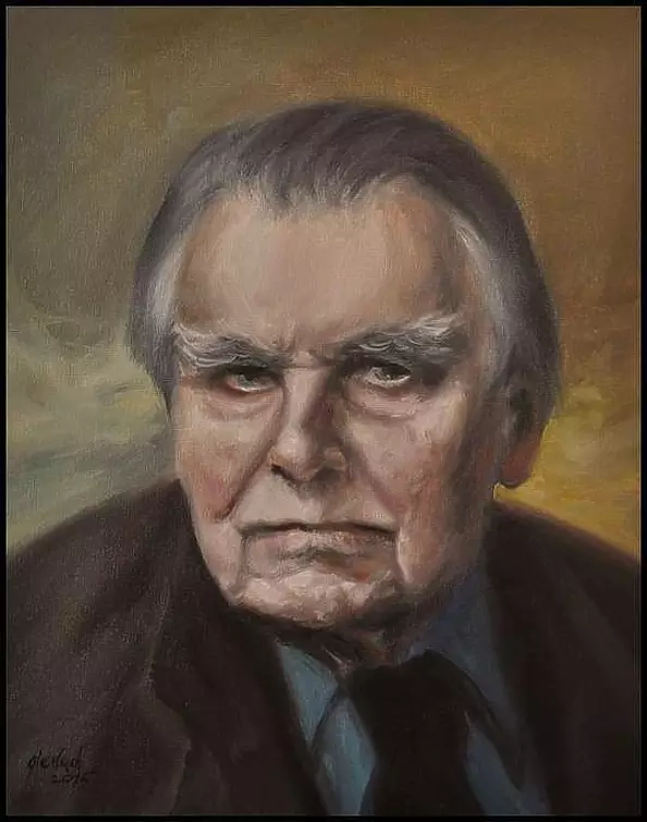 Damian Gierlach - CZESŁAW MIŁOSZ obraz portret olejny Damian Gierlach