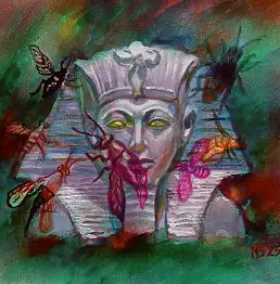 Marzena Salwowska, Cała potęga faraonów, Laserunek, Obraz akrylowy, Obraz olejny, Tusz - płótno, 37 x 37