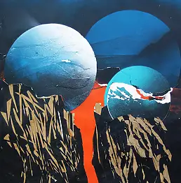 Piotr Kobrzyński, Каллайнус конфузио/Нептун(II) , Інші, Колаж, Акрилова картина, Олівець - картон/цупкий картон, папір, 49 x 45