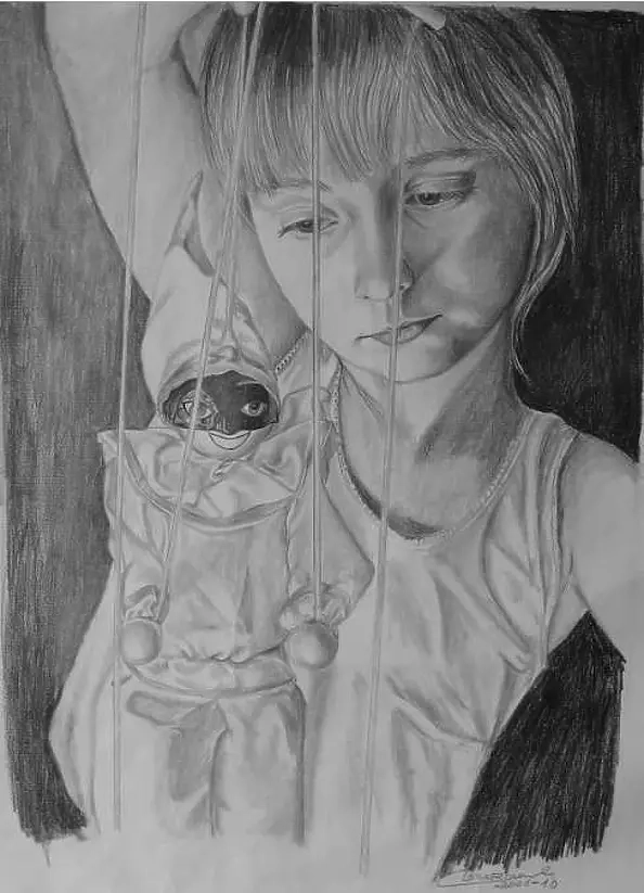 Rosa Borreale - Carlotta con Pulcinella