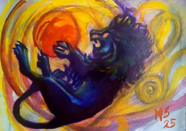 Marzena Salwowska - A cat playing with a ball of sunshine