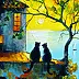 Olha Darchuk - Cats Watching the Sunset Together
