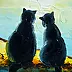 Olha Darchuk - Cats Watching the Sunset Together