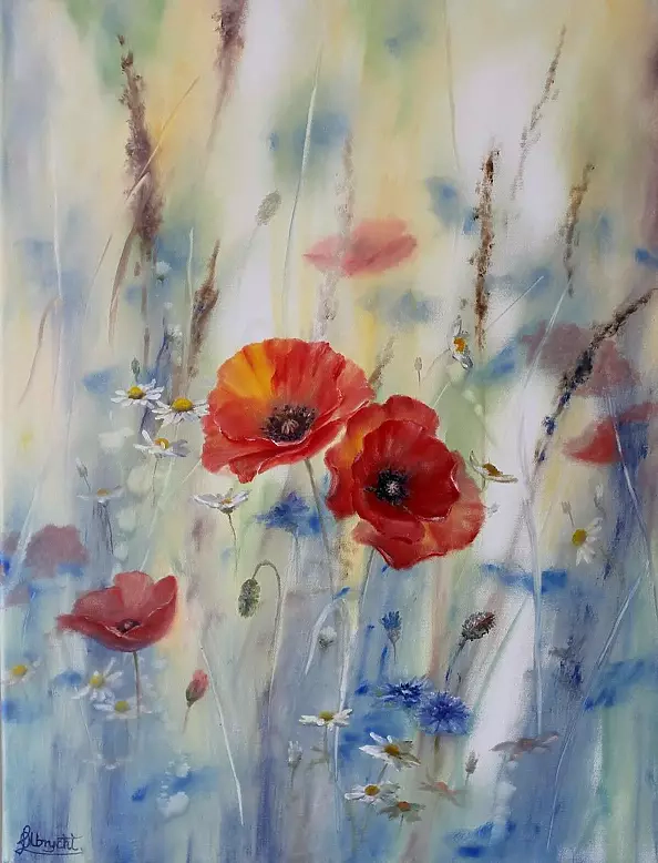 Lidia Olbrycht - cornflowers and poppies