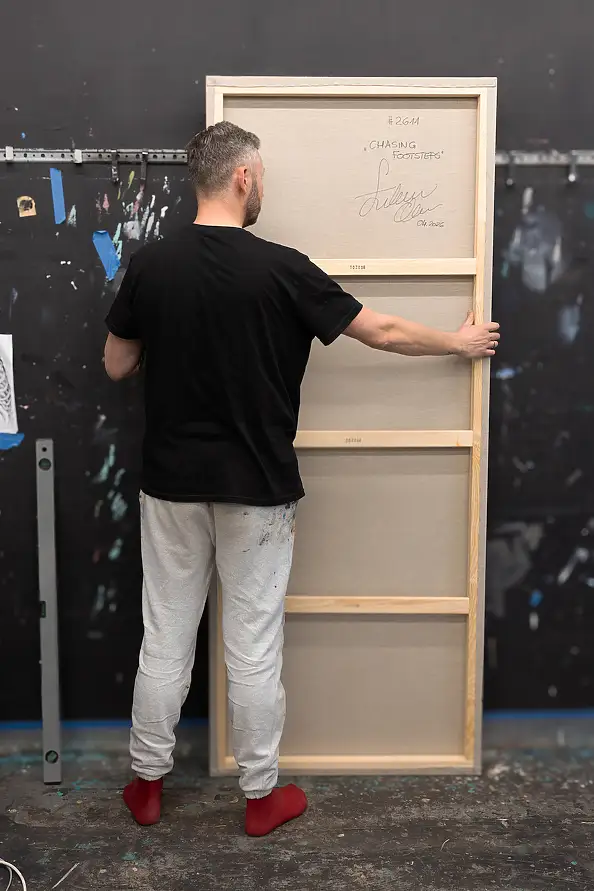 Łukasz Olek, Chasing Footsteps, Acrylic painting - canvas, 80 x 200