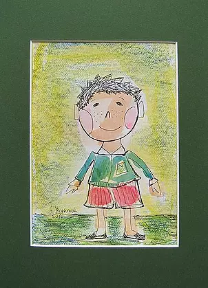 Anna Skowronek - The boy, hand-painted illustration for children