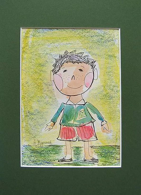 Anna Skowronek - The boy, hand-painted illustration for children