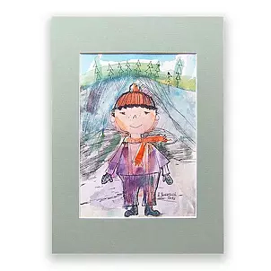 Anna Skowronek - Boy in cap, hand painted illustration for children