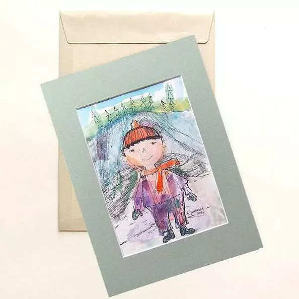 Anna Skowronek - Boy in cap, hand painted illustration for children