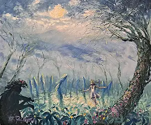 Ryszard Tyszkiewicz, Chochoły, Obraz olejny - płyta, 66 x 55