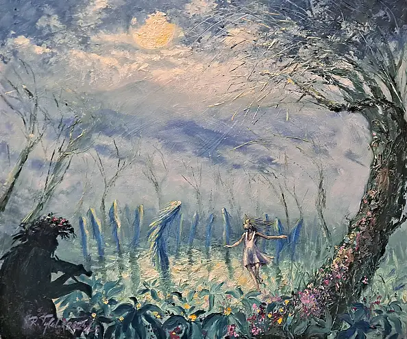 Ryszard Tyszkiewicz, Chochoły, Obraz olejny - płyta, 66 x 55
