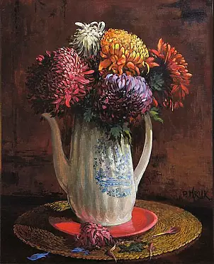 Piotr Mruk - Chrysanthemums in a vase.