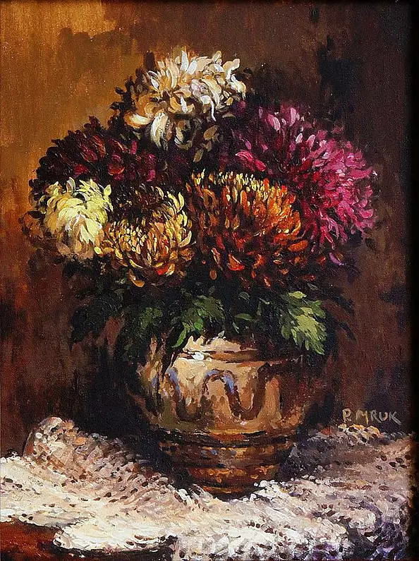 Piotr Mruk - Chrysanthemums in a vase.