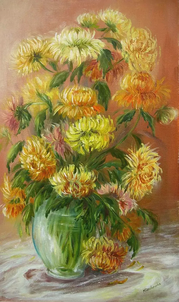 Maria Roszkowska - chrysanthemums golden