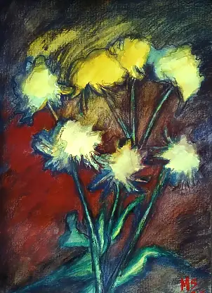 Marzena Salwowska - Golden Chrysanthemums/Grass and Flower 25