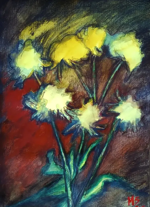 Marzena Salwowska - Golden Chrysanthemums/Grass and Flower 25