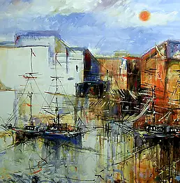 Dariusz Grajek, Cichy port..., Obraz akrylowy - płótno, 120 x 80
