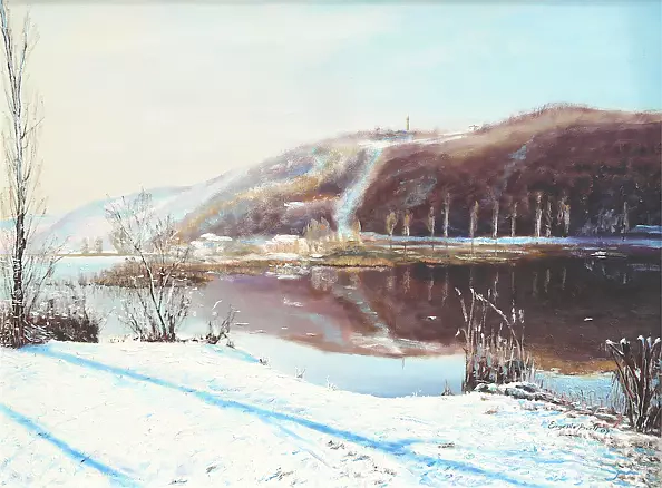 Eugenio Berti - Cienie topoli nad jeziorem