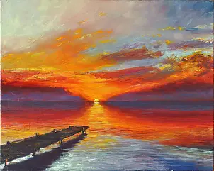   - Warm sunset - the road to happiness.