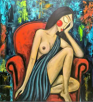 katarzyna nachajska, The burden of silence, Acrylic painting - canvas, 100 x 100