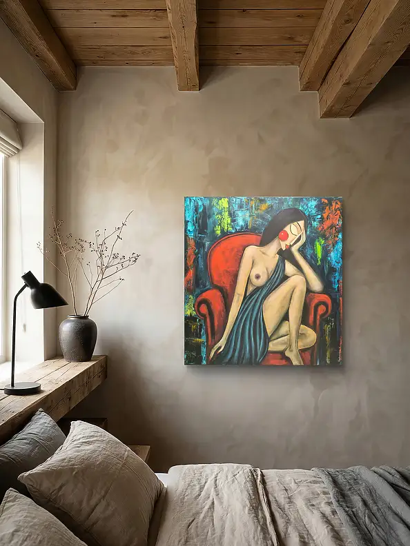 katarzyna nachajska, The burden of silence, Acrylic painting - canvas, 100 x 100
