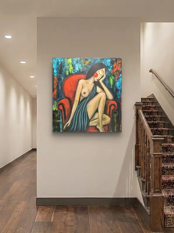 katarzyna nachajska, The burden of silence, Acrylic painting - canvas, 100 x 100