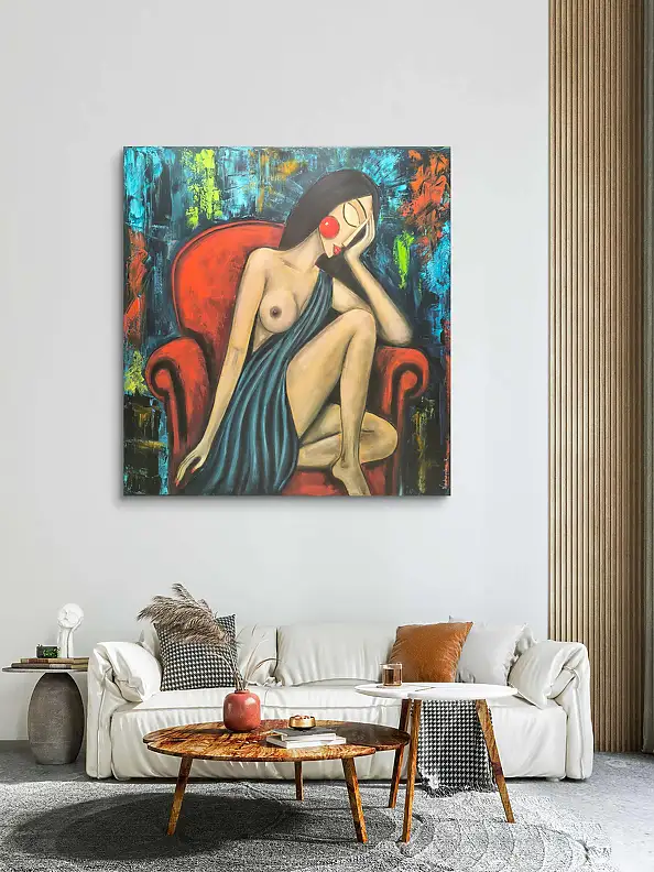 katarzyna nachajska, The burden of silence, Acrylic painting - canvas, 100 x 100