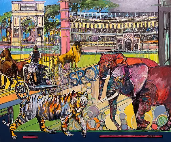 Piotr Rembieliński, Circus Maximus, Obraz akrylowy - płótno, 120 x 100
