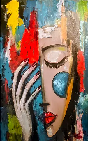 katarzyna nachajska, Silence under the eyelid, Acrylic painting - canvas, 100 x 150