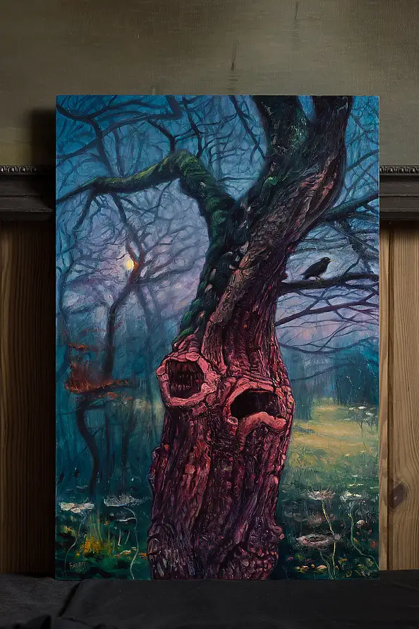 Wojciech Pater, Cold Moon Terror, Obraz olejny - płyta, 40 x 60