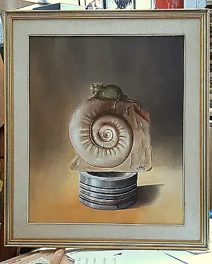 Giovanni Greco, Composizione con camaleonte, Oil painting - canvas, 50 x 60