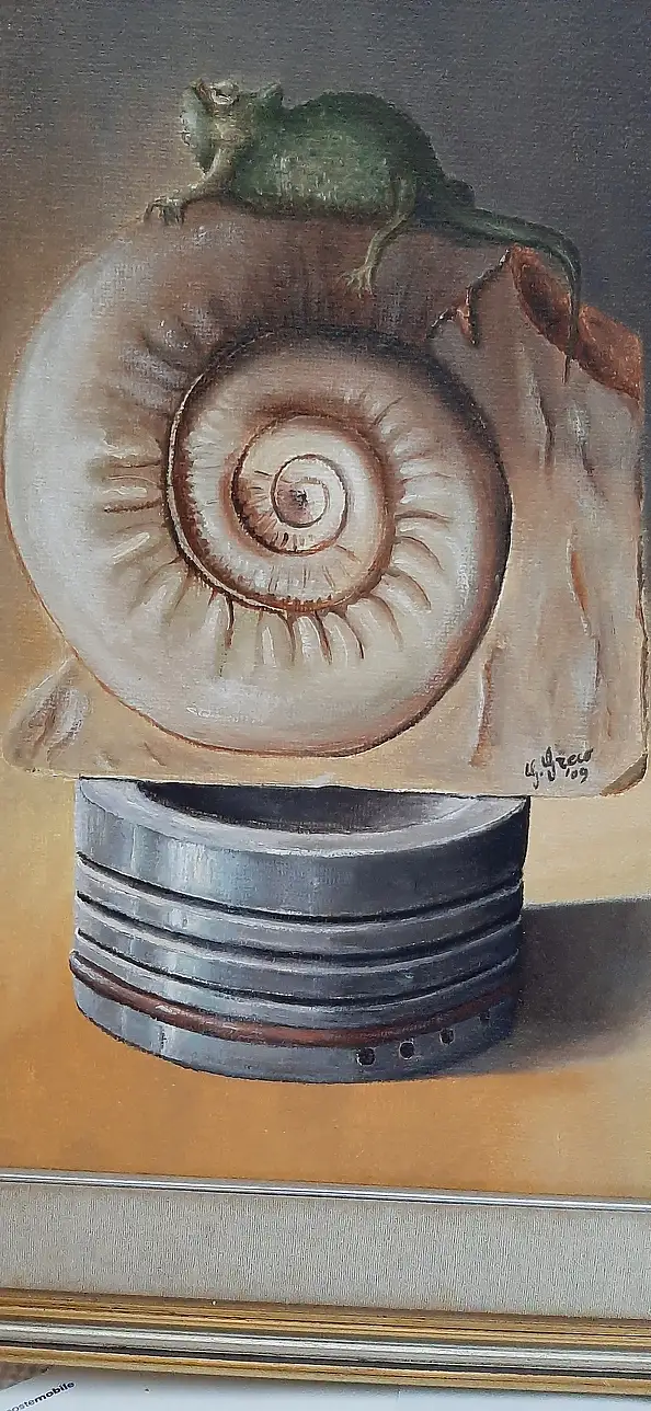 Giovanni Greco, Composizione con camaleonte, Quadro a olio - tela, 50 x 60