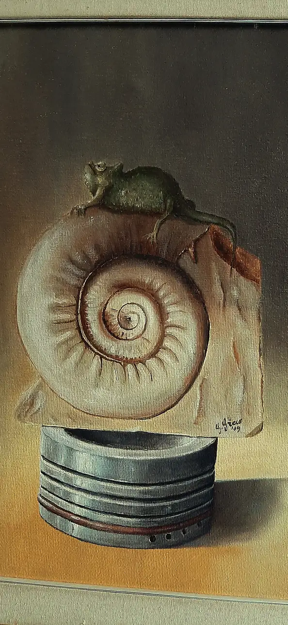 Giovanni Greco, Composizione con camaleonte, Quadro a olio - tela, 50 x 60