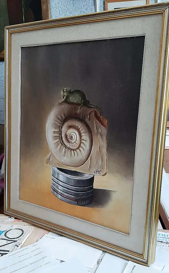 Giovanni Greco, Composizione con camaleonte, Quadro a olio - tela, 50 x 60