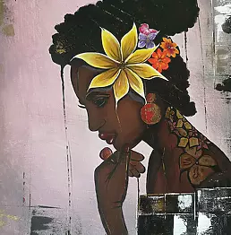 Aneta Majcher - Cuban Lady with Flowers