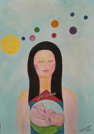 Elżbieta Sulecka, Le miracle de la vie, Peinture à l'huile - toile, 50 x 70