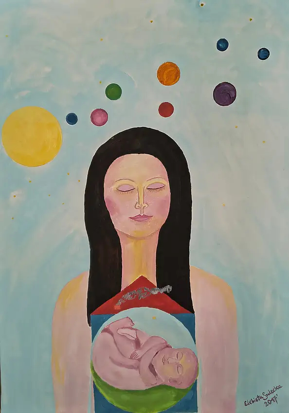 Elżbieta Sulecka, Le miracle de la vie, Peinture à l'huile - toile, 50 x 70