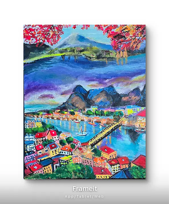 Krystyna Mościszko, Wunderschöne Ferien, Omis und Japan!, Acryl-Bild - Leinwand, 40 x 50